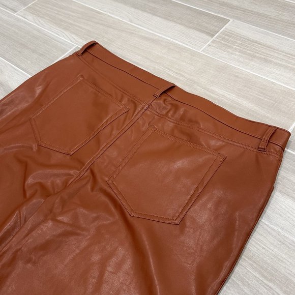 Abercrombie & Fitch The ‘90s Straight Ultra High Rise Faux Leather Pants Brown - Picture 10 of 16